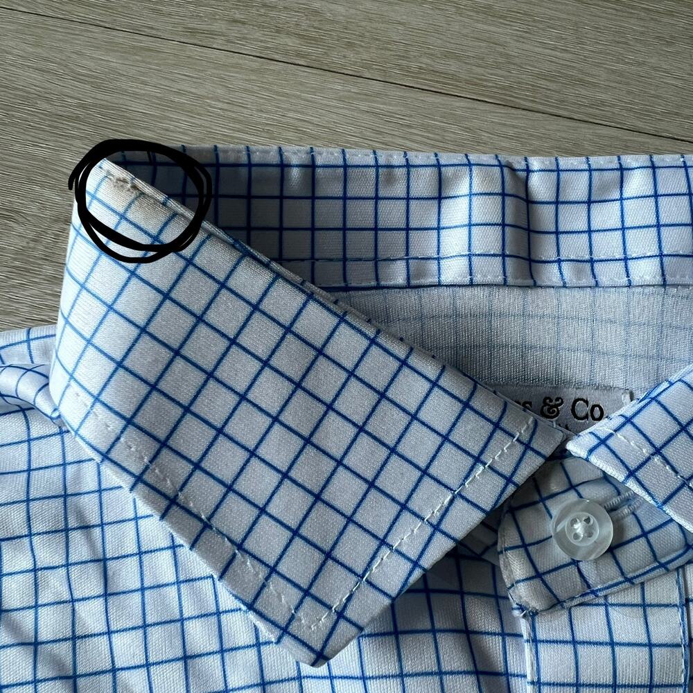 Collars & Co Flawed Mens XL Tall Blue White Square FLAWS Read - Picture 11 of 16